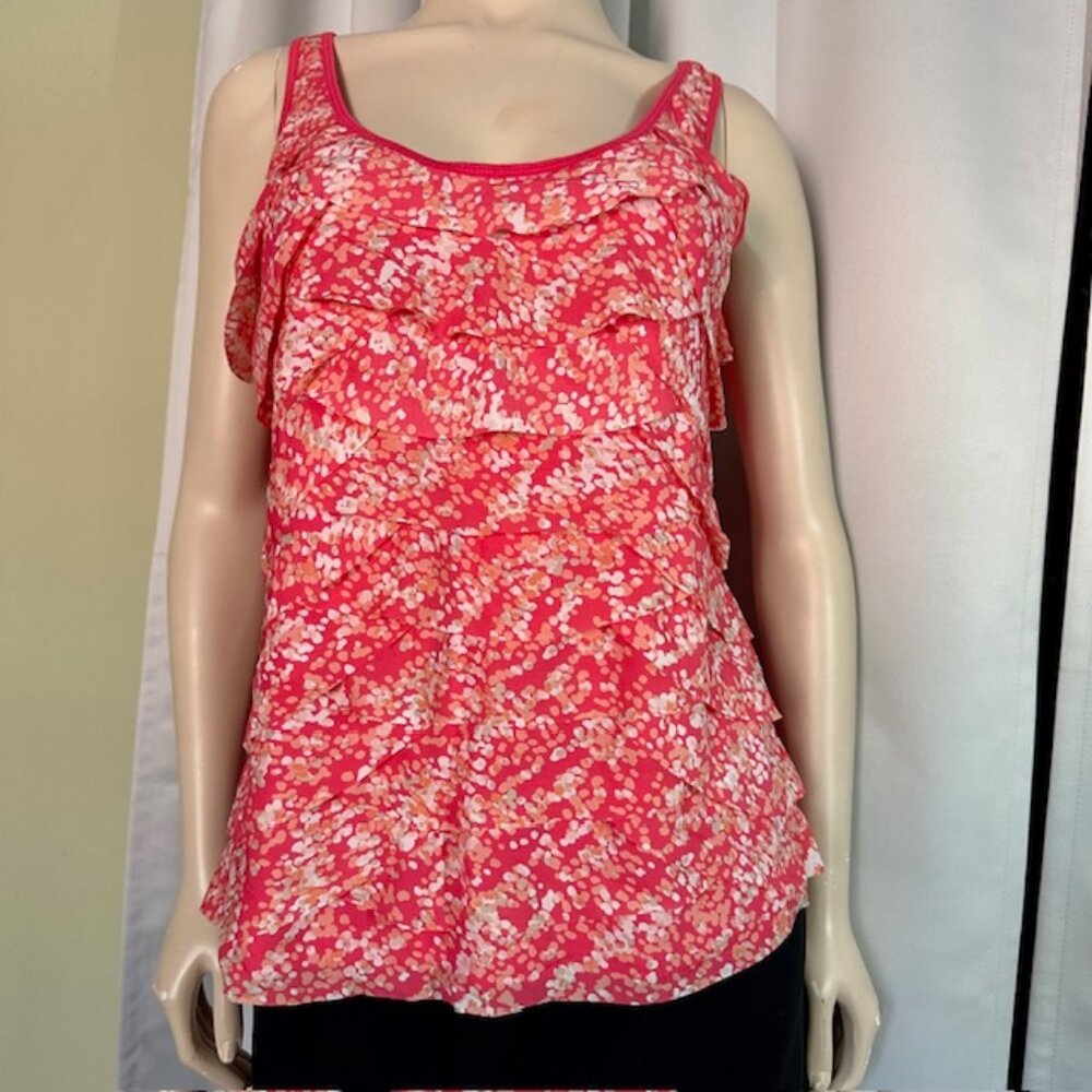 Apt 9 Women’s Ruffled Tank Top Hot pink Size Large